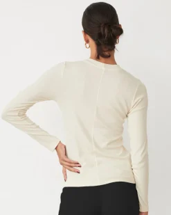 MONROW Supimafine Rib Long Sleeve Crew OFFWHITE Fashion